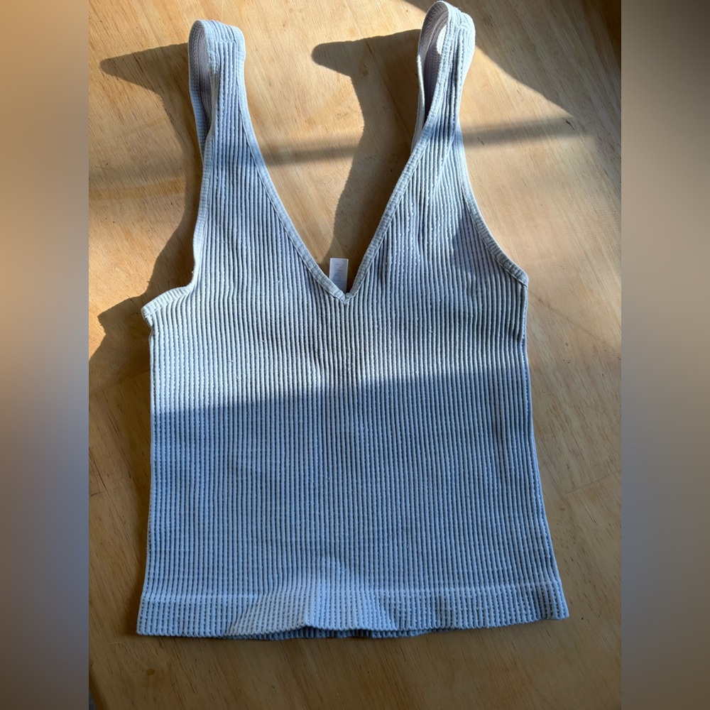 Nikibiki Ribbed V-Neck Crop Top – Cashmere Blue | One Size